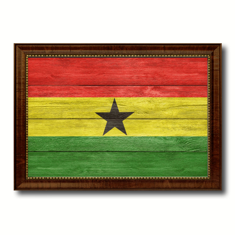 Williston Ghana Country Textured Flag Framed On Canvas Textual